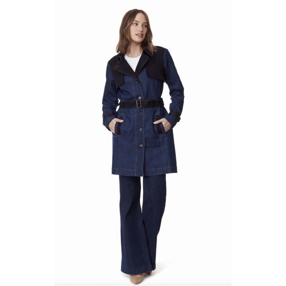 Christian Siriano x Gloria Vanderbilt Blue‎ Demin Trench Coat Size 4